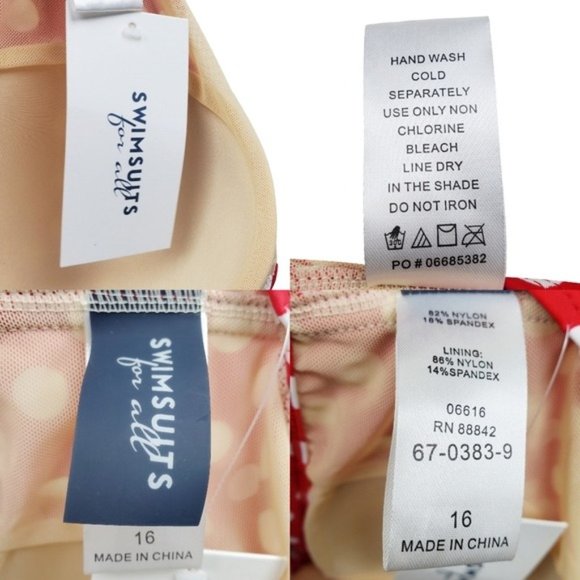 Swimsuits For All Red White Polka Dot High Waisted Bikini Swimsuit Size 16 NWT - Picture 7 of 10